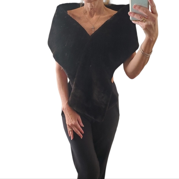 Sheared Beaver Fur Cape Shawl Scarf Wrap Collar - Picture 4 of 15